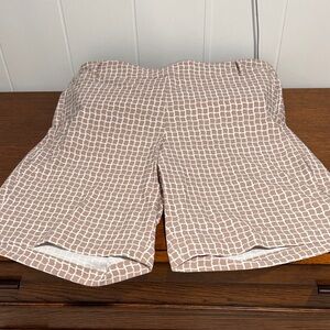 SPANX Women's Brown and White Checkered Shorts